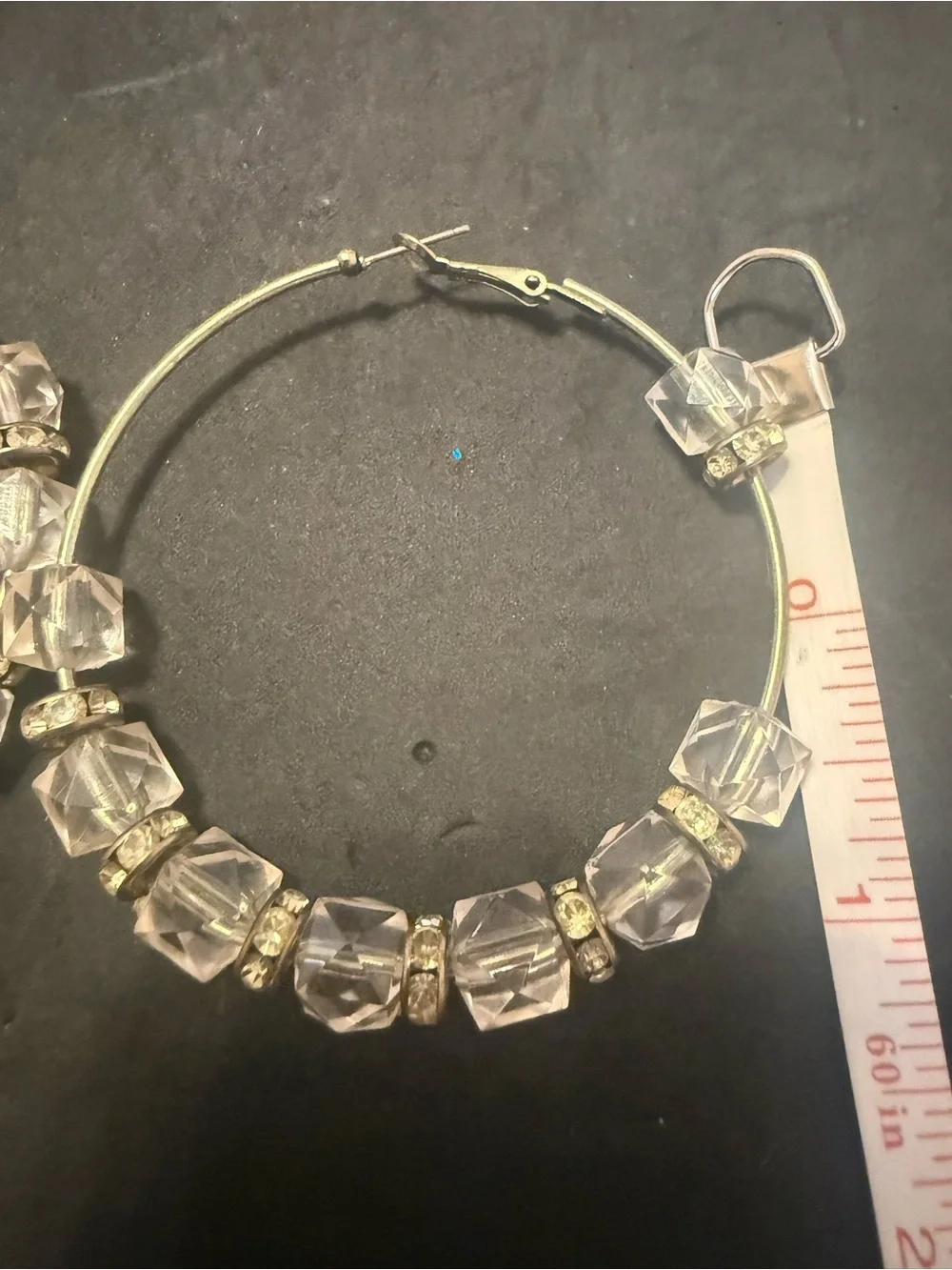Crystal Bead Hoop Earrings - Pink Crystal Accents